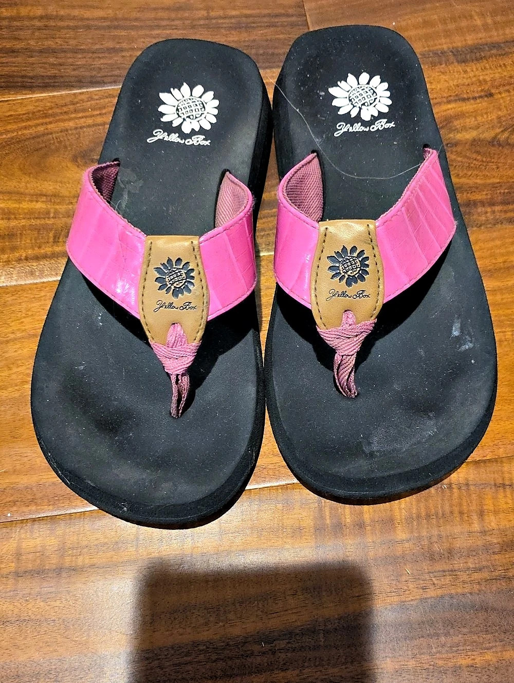 Yellow Box Pink & Black Flip Flop Sandals
